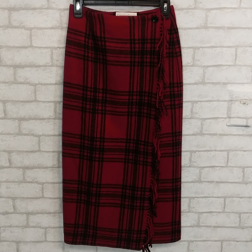 Cambridge Country Plad Red Skirt Size 4P Fringe